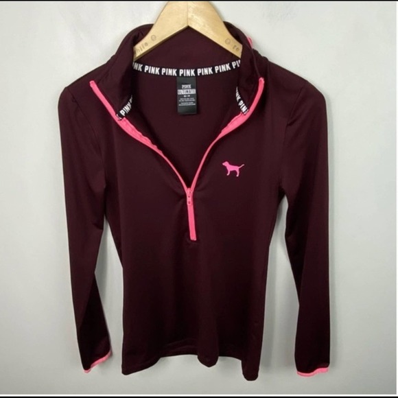 PINK Victoria's Secret Tops - Victoria's Secret PINK Ultimate Pullover Quarter Zip Women's Shirt Maroon Size S